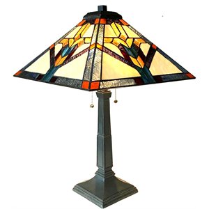 CHLOE Shay Mission 2 Light Antique Dark Bronze Table Lamp 16&quot Shade