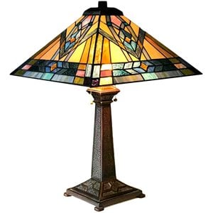 CHLOE Michael Mission 2 Light Antique Dark Bronze Table Lamp 16&quot Shade