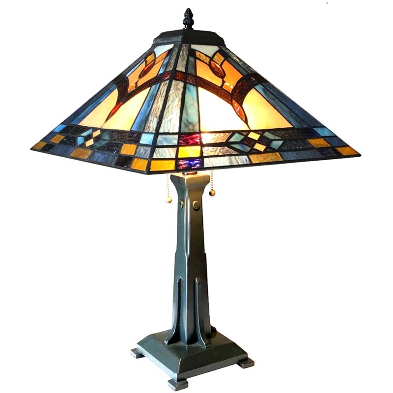 CHLOE Ethan Mission 2 Light Antique Dark Bronze Table Lamp 16