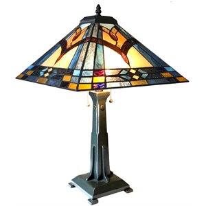 CHLOE Ethan Mission 2 Light Antique Dark Bronze Table Lamp 16&quot Shade