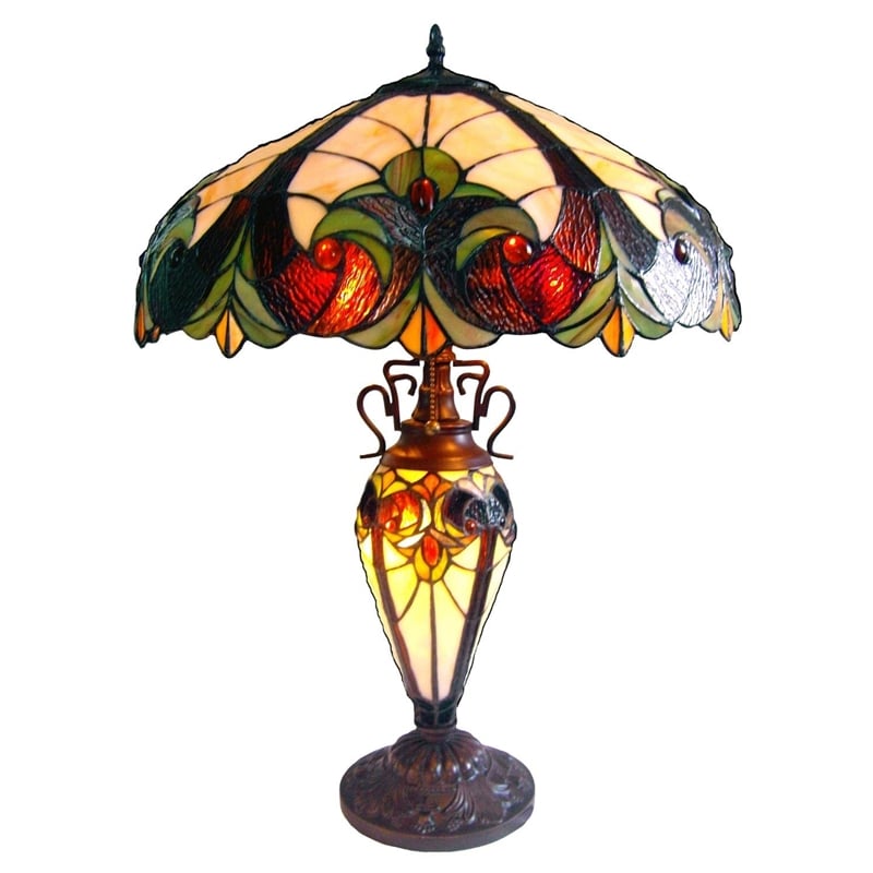 CHLOE Liaison Tiffany-style 3 Light Victorian Double Lit Table Lamp 18