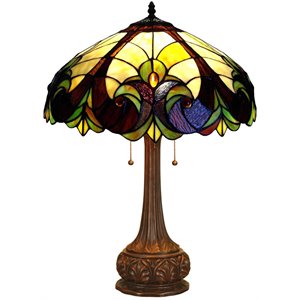 CHLOE Liaison Tiffany-style 2 Light Victorian Table Lamp 18&quot Shade