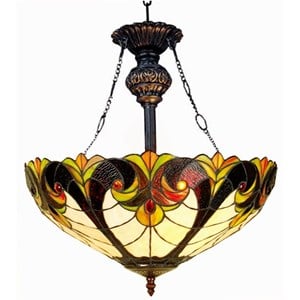CHLOE Liaison Tiffany-style 2 Light Victorian Inverted Ceiling Pendant 18&quot Shade