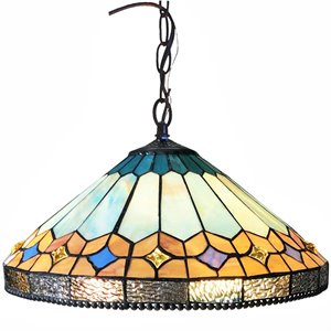 CHLOE Nicholas Tiffany-Style Mission Stained Glass Ceiling Pendant 18&quot Height