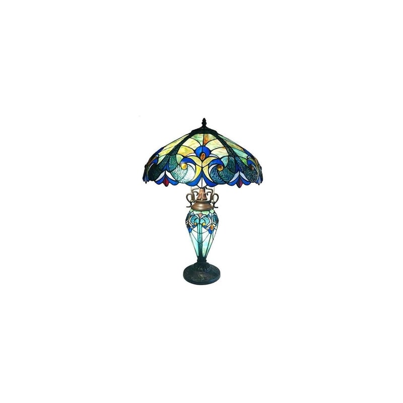 CHLOE Liaison Tiffany-style 3 Light Victorian Double Lit Table Lamp 18