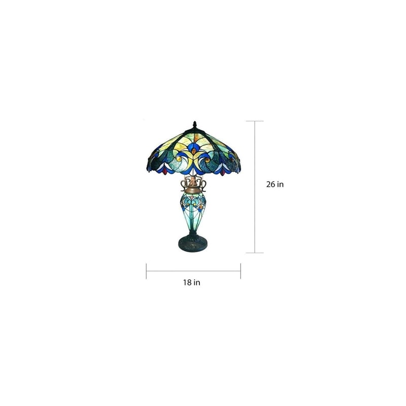 CHLOE Liaison Tiffany-style 3 Light Victorian Double Lit Table Lamp 18