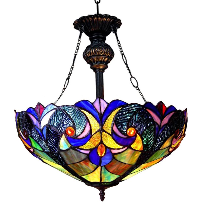 CHLOE Liaison Tiffany-style 2 Light Victorian Inverted Ceiling Pendant 18