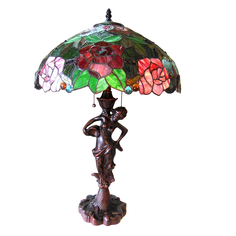 CHLOE Peggy Tiffany-style 2 Light Roses Table Lamp 18
