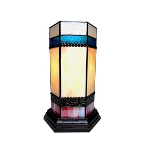 CHLOE Chester Tiffany-glass Accent Pedestal 1 Light table lamp 14&quot Tall