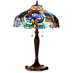CHLOE Lydia Tiffany-style 2 Light Victorian Table Lamp 17&quot Shade