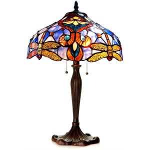 chloe julia tiffany-style 2 light dragonfly table lamp 17