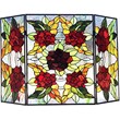 CHLOE Canna Tiffany 3pcs Folding Floral Stained Glass Fireplace Screen 40
