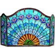CHLOE Regal Eudora Tiffany-glass 3pcs Folding Peacock Fireplace Screen 48