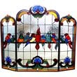 CHLOE Aves Tiffany-glass Gathering Birds Design Folding Fireplace Screen 40