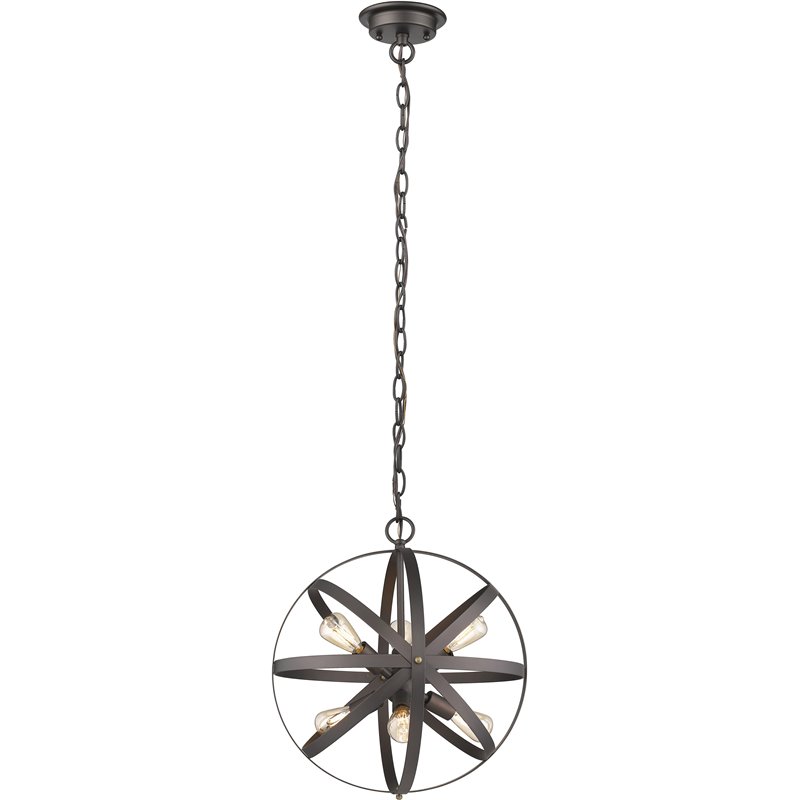 CHLOE Ironclad Industrial-style 6 Light Rubbed Bronze Ceiling Pendant 17