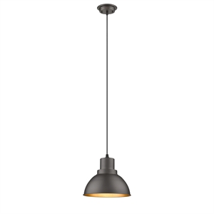 CHLOE Ironclad Industrial 1 Light Rubbed Bronze Ceiling Mini Pendant 8&quot Wide