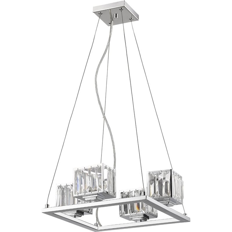 CHLOE Trilluminate 4 Light Chrome Finish Crystal Shade Mini Chandelier 16