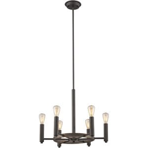 chloe ironclad industrial-style 6 light rubbed bronze ceiling pendant 20