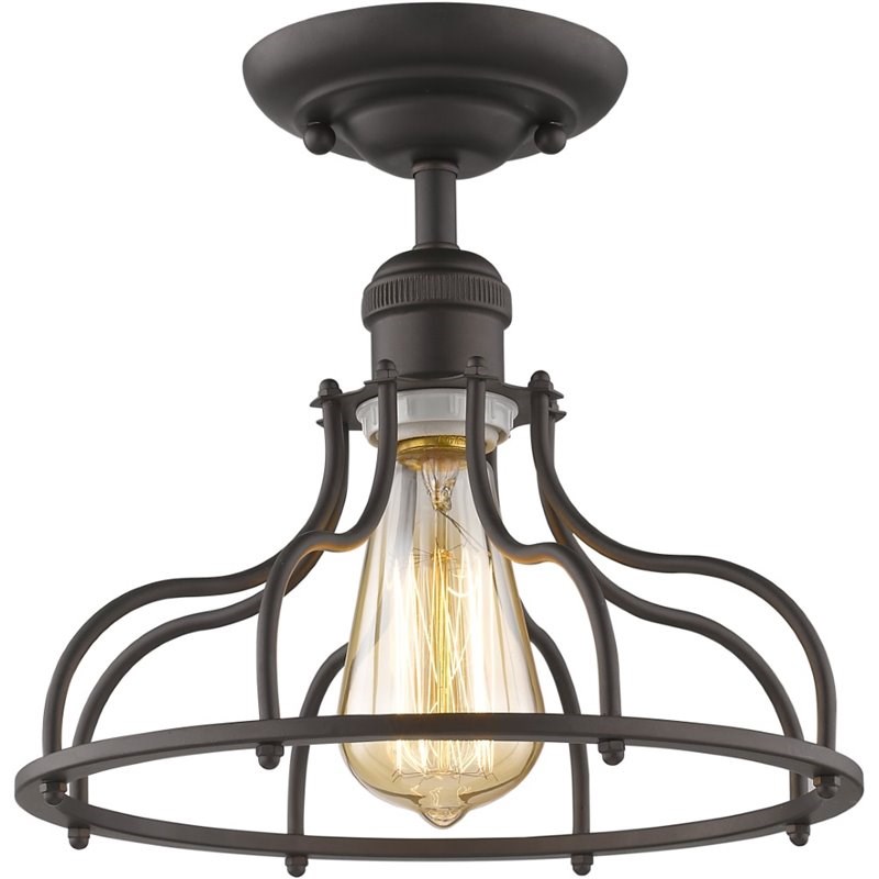 CHLOE Jaxon Industrial 1 Light Rubbed Bronze Semi-flush Ceiling Fixture 10