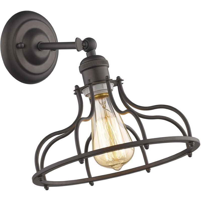 CHLOE Jaxon Industrial-style 1 Light Rubbed Bronze Indoor Wall Sconce 10
