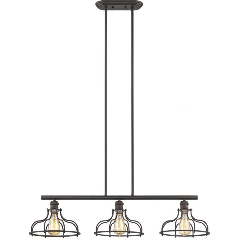 CHLOE Jaxon Industrial 3 Light Rubbed Bronze Island Hanging Fixture 37