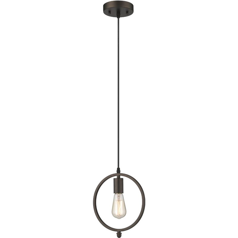 CHLOE Ironclad Industrial 1 Light Rubbed Bronze Mini Ceiling Pendant 9