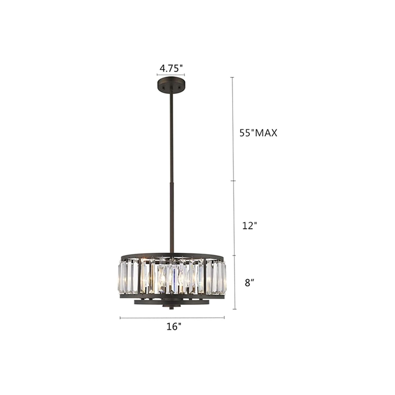 CHLOE Ellie Contemporary 6 Light Rubbed Bronze Ceiling Pendant 16