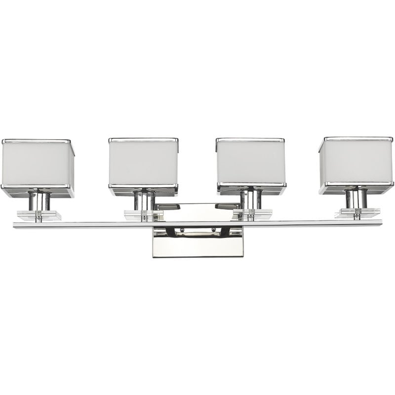 CHLOE Trilluminate 4 Light Chrome White Opal Glass Bath Vanity Wall Fixture 32