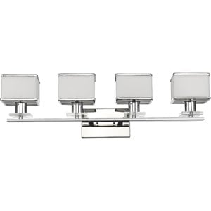 CHLOE Trilluminate 4 Light Chrome White Opal Glass Bath Vanity Wall Fixture 32&quot