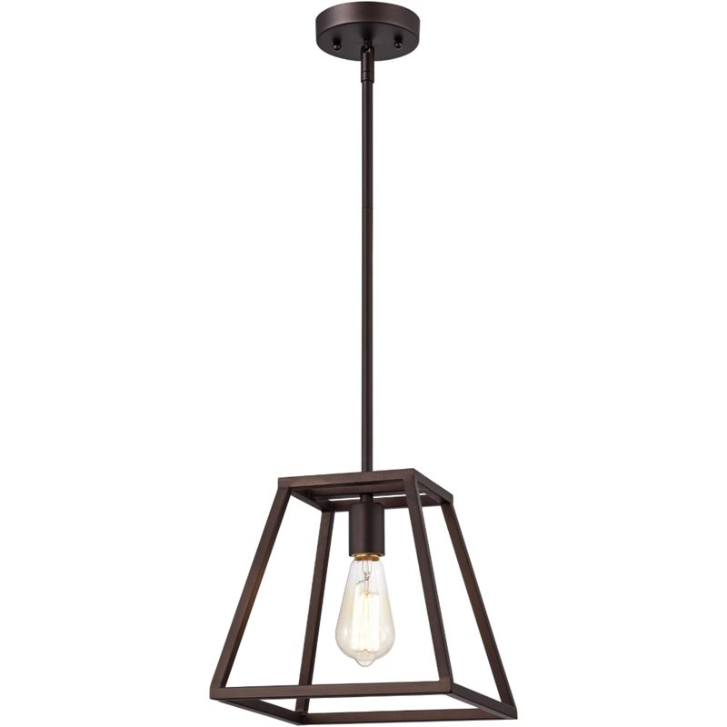 CHLOE Ironclad Industrial 1 Light Bronze Mini Pendant Ceiling Fixture 10