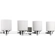 CHLOE Solbi 4 Light Chrome Bath Vanity Wall Fixture White Alabaster Glass 33