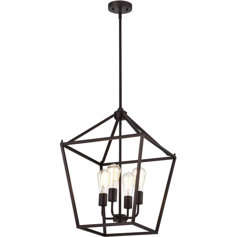 CHLOE Ironclad Industrial 4 Light Bronze Inverted Pendant Ceiling Fixture 16