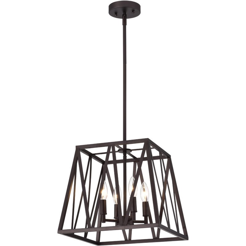 CHLOE Ironclad Industrial 4 Light Bronze Inverted Pendant Ceiling Fixture 14