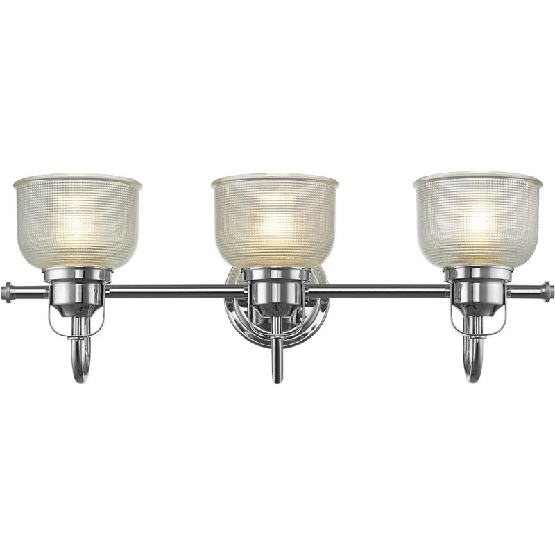 CHLOE Lucie Industrial 3 Light Chrome Bath Vanity Wall Fixture Clear Glass 25