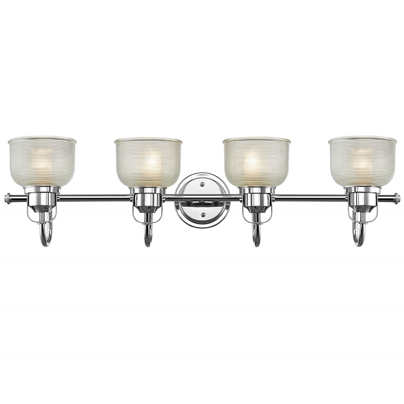 CHLOE Lucie Industrial 4 Light Chrome Bath Vanity Wall Fixture Clear Glass 34