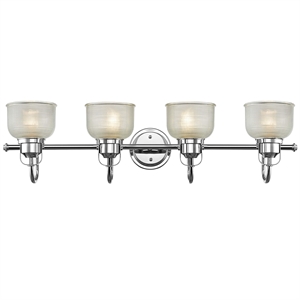 CHLOE Lucie Industrial 4 Light Chrome Bath Vanity Wall Fixture Clear Glass 34&quot