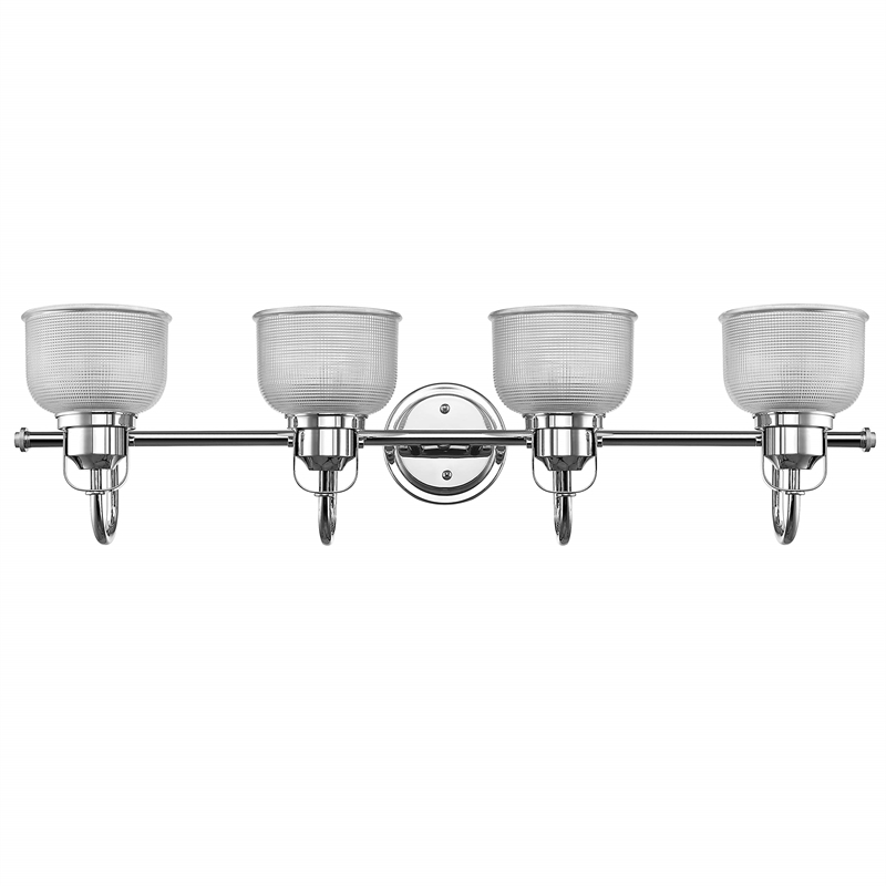 CHLOE Lucie Industrial 4 Light Chrome Bath Vanity Wall Fixture Clear Glass 34