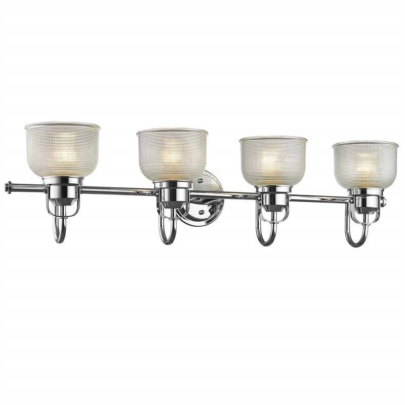 CHLOE Lucie Industrial 4 Light Chrome Bath Vanity Wall Fixture Clear Glass 34