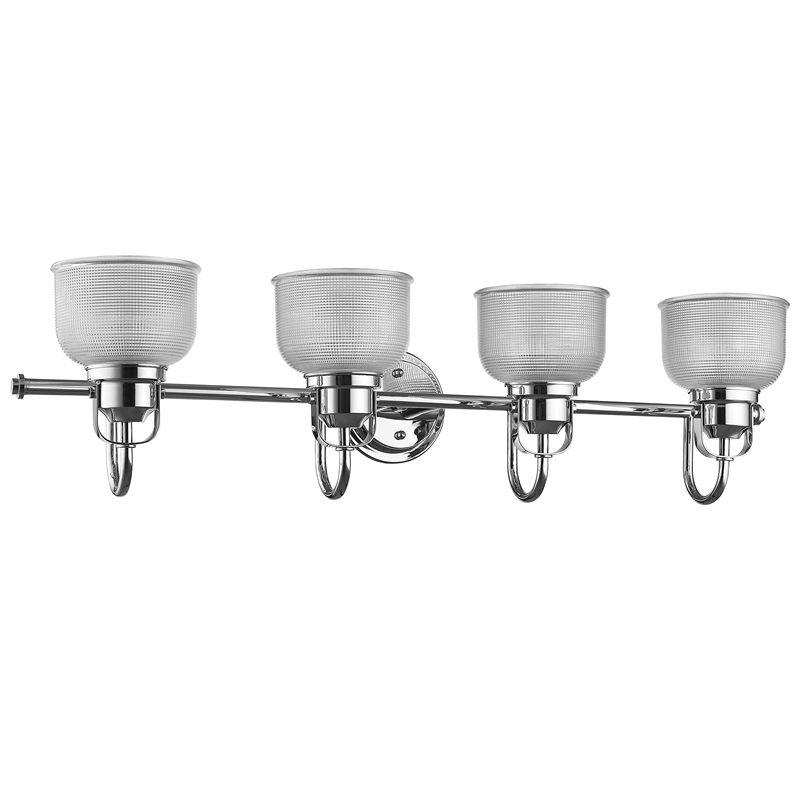 CHLOE Lucie Industrial 4 Light Chrome Bath Vanity Wall Fixture Clear Glass 34