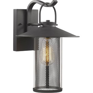 CHLOE Elijah Industrial 1 Light Textured Black Outdoor Wall Sconce 14&quot Tall