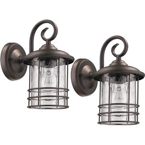CHLOE Transitional 1 Light Rubbed Bronze Outdoor Wall Sconce 10&quot Height 2-pack