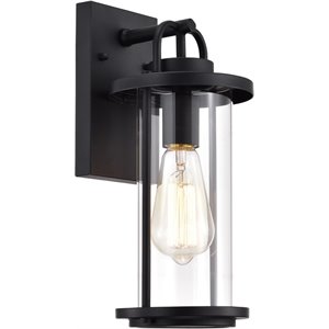 CHLOE Landry Transitional 1 Light Textured Black Outdoor Wall Sconce 13&quot Height