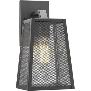 CHLOE Emerson Industrial 1 Light Textured Black Outdoor Wall Sconce 12&quot Tall