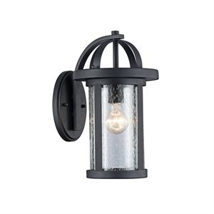 CHLOE Angelo Transitional 1 Light Black Outdoor Wall Sconce 14&quot Height