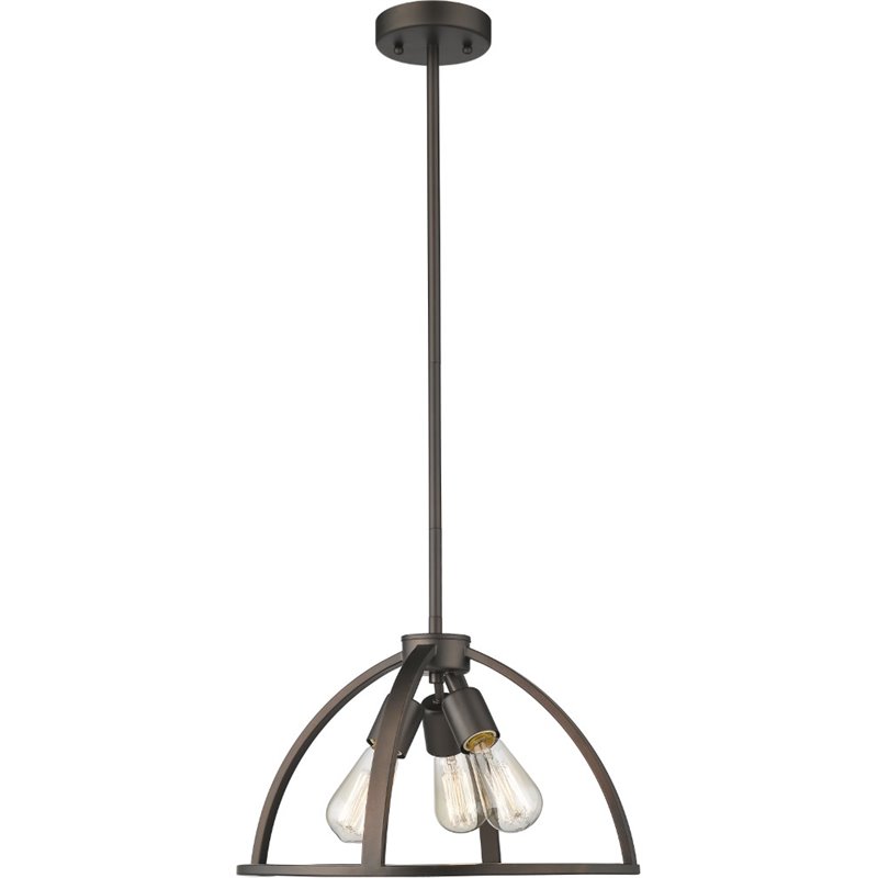 CHLOE Ironclad Industrial 3 Light Rubbed Bronze Ceiling Pendant 16