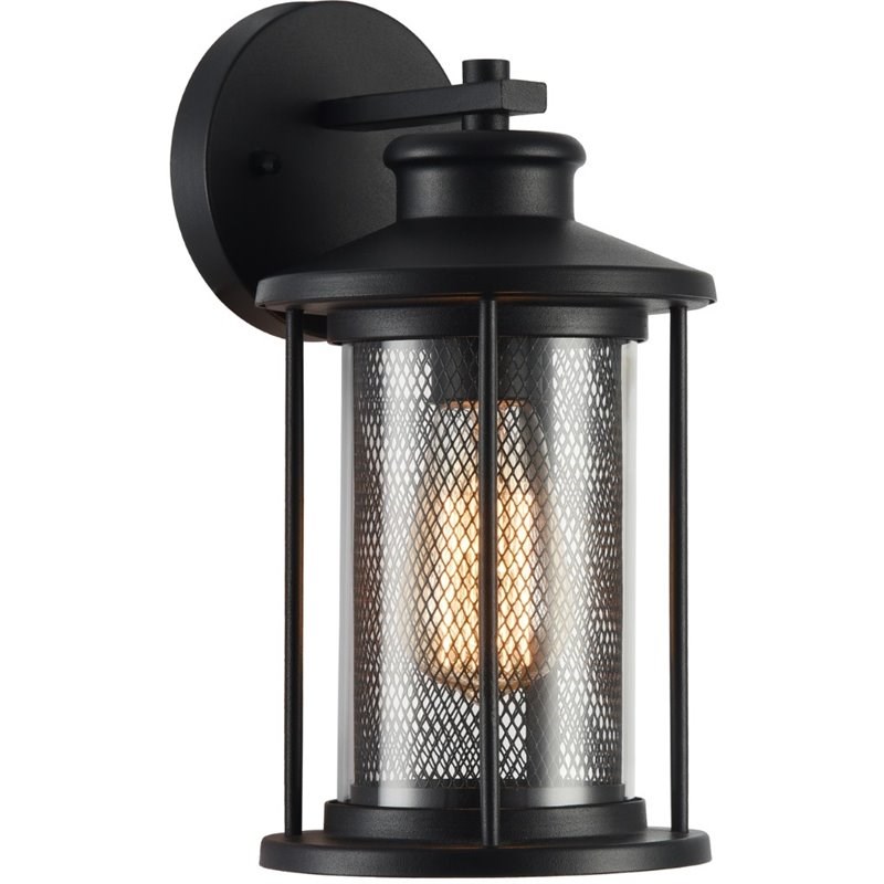 CHLOE Crinchton Transitional 1 Light Textured Black Outdoor Wall Sconce 11