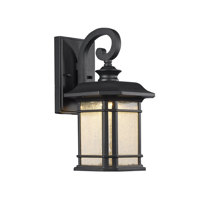 CHLOE Franklin Transitional LED Textured Black Outdoor Wall Sconce 13