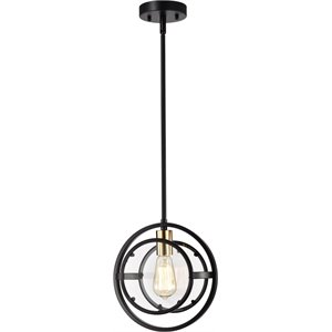 CHLOE Christine 1 Light Black and Brass Mini Pendant Ceiling Fixture 10&quot