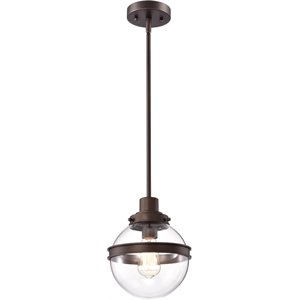 CHLOE Roan 1 Light Oil Rubbed Bronze Mini Pendant Ceiling Fixture 9&quot Wide