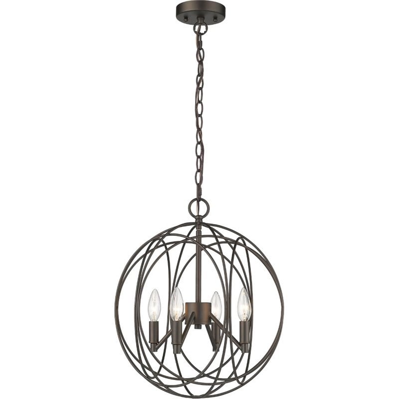 CHLOE Ella Farmhouse 4 Light Rubbed Bronze Ceiling Pendant 15.5